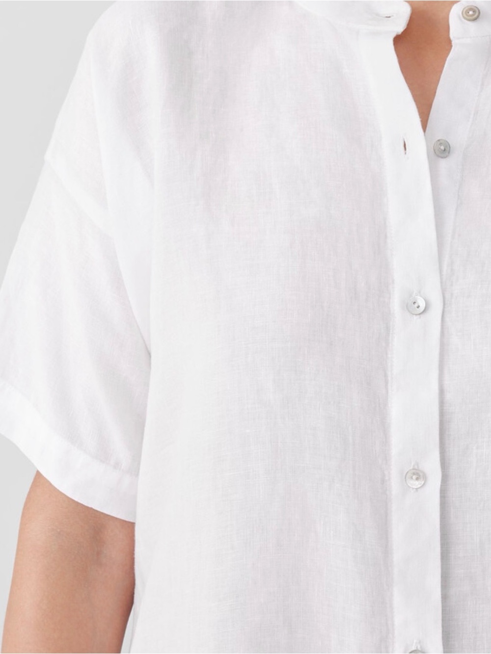 Eileen Fisher Handkerchief Linen Short-Sleeve Long Shirt White Extra Small XS - Picture 4 of 9